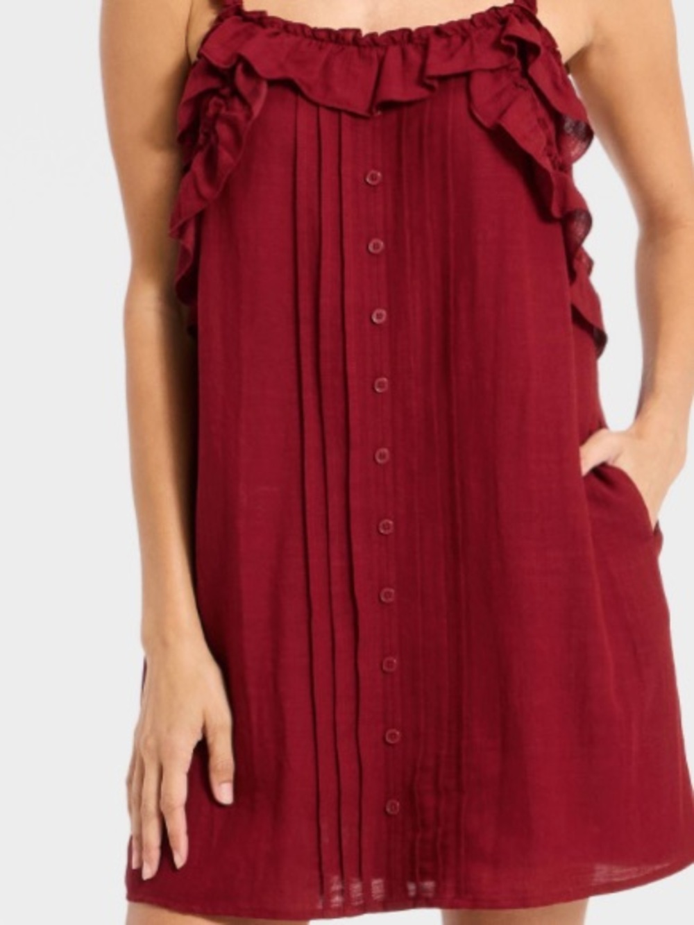 NWT Universal Thread cami ruffle A-line dress in Maroon - Picture 2 of 8